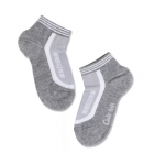 Дитячі бавовняні шкарпетки Active, короткі, з малюнком, сірі (7С-97СП), Conte Kids